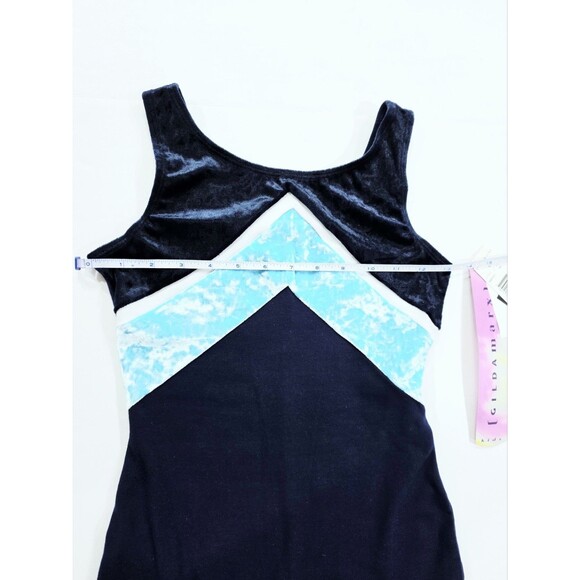 Gilda Marx VTG 90s Cotton Velvet Biketard Unitard Dance Tricolor Blue XS (Y/J) - Picture 14 of 16